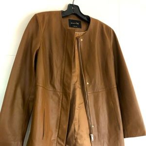 Massimo Dutti Tan Leather Jacket Size S